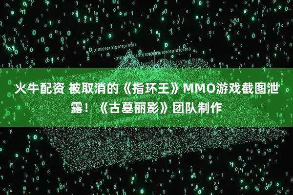 火牛配资 被取消的《指环王》MMO游戏截图泄露！《古墓丽影》团队制作